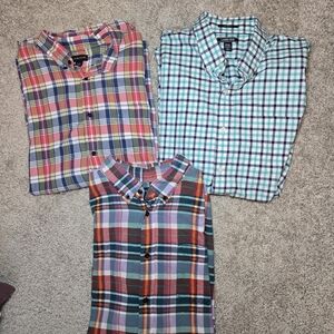 Bundle 3 Lands End Mens XXL Short Sleeve Button Down Plaid Shirts
